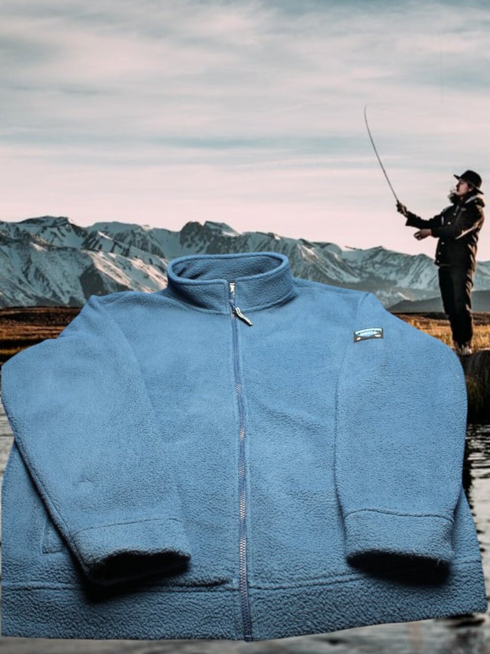 Men's ORVIS Blue Warm Full Zip Fleece Jacket Size L Classic Collections